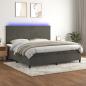 Preview: ARDEBO.de - Boxspringbett mit Matratze & LED Dunkelgrau 200x200 cm Samt