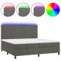 Preview: Boxspringbett mit Matratze & LED Dunkelgrau 200x200 cm Samt