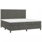 Preview: Boxspringbett mit Matratze & LED Dunkelgrau 200x200 cm Samt