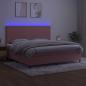 Preview: Boxspringbett mit Matratze & LED Rosa 200x200 cm Samt