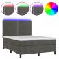 Preview: Boxspringbett mit Matratze & LED Dunkelgrau 140x190 cm Samt