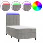 Preview: Boxspringbett mit Matratze & LED Hellgrau 90x190 cm Samt