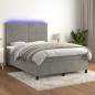 Preview: ARDEBO.de - Boxspringbett mit Matratze & LED Hellgrau 140x190 cm Samt