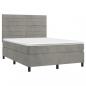 Preview: Boxspringbett mit Matratze & LED Hellgrau 140x190 cm Samt