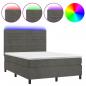 Preview: Boxspringbett mit Matratze & LED Dunkelgrau 140x190 cm Samt