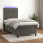 Preview: ARDEBO.de - Boxspringbett mit Matratze & LED Dunkelgrau 80x200 cm Samt