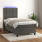 Preview: ARDEBO.de - Boxspringbett mit Matratze & LED Dunkelgrau 90x190 cm Samt