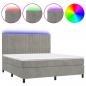 Preview: Boxspringbett mit Matratze & LED Hellgrau 160x200 cm Samt