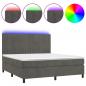 Preview: Boxspringbett mit Matratze & LED Dunkelgrau 160x200 cm Samt