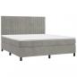 Preview: Boxspringbett mit Matratze & LED Hellgrau 180x200 cm Samt