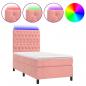 Preview: Boxspringbett mit Matratze & LED Rosa 100x200 cm Samt