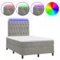 Preview: Boxspringbett mit Matratze & LED Hellgrau 120x200 cm Samt