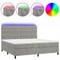 Preview: Boxspringbett mit Matratze & LED Hellgrau 200x200 cm Samt