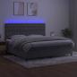 Preview: Boxspringbett mit Matratze & LED Hellgrau 200x200 cm Samt