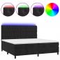 Preview: Boxspringbett mit Matratze & LED Schwarz 200x200 cm Samt