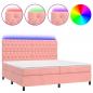 Preview: Boxspringbett mit Matratze & LED Rosa 200x200 cm Samt