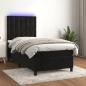 Preview: ARDEBO.de - Boxspringbett mit Matratze & LED Schwarz 100x200 cm Samt