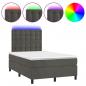 Preview: Boxspringbett mit Matratze & LED Dunkelgrau 120x200 cm Samt