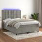 Preview: ARDEBO.de - Boxspringbett mit Matratze & LED Hellgrau 140x190 cm Samt