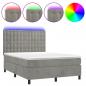 Preview: Boxspringbett mit Matratze & LED Hellgrau 140x190 cm Samt