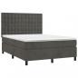 Preview: Boxspringbett mit Matratze & LED Dunkelgrau 140x200 cm Samt