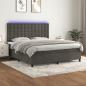 Preview: ARDEBO.de - Boxspringbett mit Matratze & LED Dunkelgrau 180x200 cm Samt