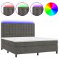 Preview: Boxspringbett mit Matratze & LED Dunkelgrau 180x200 cm Samt