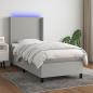 Preview: ARDEBO.de - Boxspringbett mit Matratze & LED Hellgrau 80x200 cm Stoff