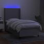 Preview: Boxspringbett mit Matratze & LED Hellgrau 90x190 cm Stoff