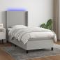 Preview: ARDEBO.de - Boxspringbett mit Matratze & LED Hellgrau 90x200 cm Stoff