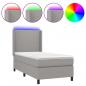 Preview: Boxspringbett mit Matratze & LED Hellgrau 90x200 cm Stoff