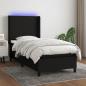 Preview: ARDEBO.de - Boxspringbett mit Matratze & LED Schwarz 100x200 cm Stoff