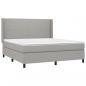 Preview: Boxspringbett mit Matratze & LED Hellgrau 180x200 cm Stoff