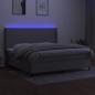 Preview: Boxspringbett mit Matratze & LED Hellgrau 200x200 cm Stoff