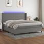 Preview: ARDEBO.de - Boxspringbett mit Matratze & LED Dunkelgrau 200x200 cm Stoff