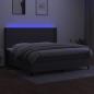 Preview: Boxspringbett mit Matratze & LED Dunkelgrau 200x200 cm Stoff