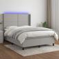 Preview: ARDEBO.de - Boxspringbett mit Matratze & LED Hellgrau 140x200 cm Stoff