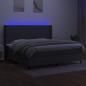 Preview: Boxspringbett mit Matratze & LED Dunkelgrau 200x200 cm Stoff