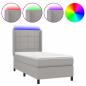 Preview: Boxspringbett mit Matratze & LED Hellgrau 90x190 cm Stoff