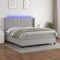 Preview: ARDEBO.de - Boxspringbett mit Matratze & LED Hellgrau 160x200 cm Stoff