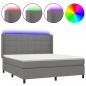 Preview: Boxspringbett mit Matratze & LED Dunkelgrau 180x200 cm Stoff