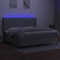 Preview: Boxspringbett mit Matratze & LED Hellgrau 200x200 cm Stoff 