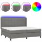 Preview: Boxspringbett mit Matratze & LED Dunkelgrau 200x200 cm Stoff