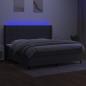 Preview: Boxspringbett mit Matratze & LED Dunkelgrau 200x200 cm Stoff