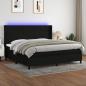 Preview: ARDEBO.de - Boxspringbett mit Matratze & LED Schwarz 200x200 cm Stoff