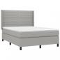 Preview: Boxspringbett mit Matratze & LED Hellgrau 140x200 cm Stoff