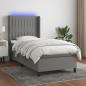 Preview: ARDEBO.de - Boxspringbett mit Matratze & LED Dunkelgrau 90x200 cm Stoff