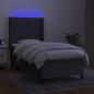 Preview: Boxspringbett mit Matratze & LED Dunkelgrau 90x200 cm Stoff