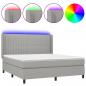 Preview: Boxspringbett mit Matratze & LED Hellgrau 180x200 cm Stoff