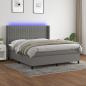 Preview: ARDEBO.de - Boxspringbett mit Matratze & LED Dunkelgrau 180x200 cm Stoff